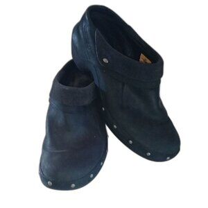 Merrell Luxe Wrap Black Suede Slip On Mule Clogs Size 8 Comfort Studded J68660